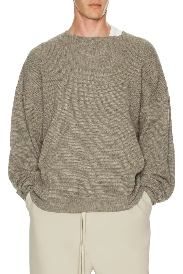 Waffle Long Sleeve Crewneck Sweater
