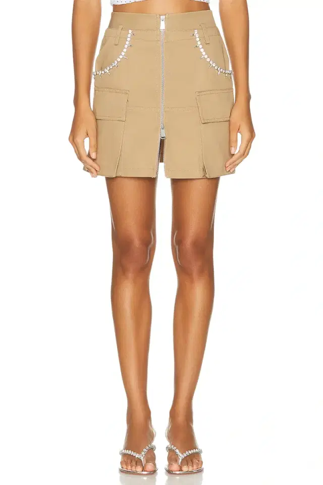 AREA Crystal Pocket Cargo Mini Skirt
