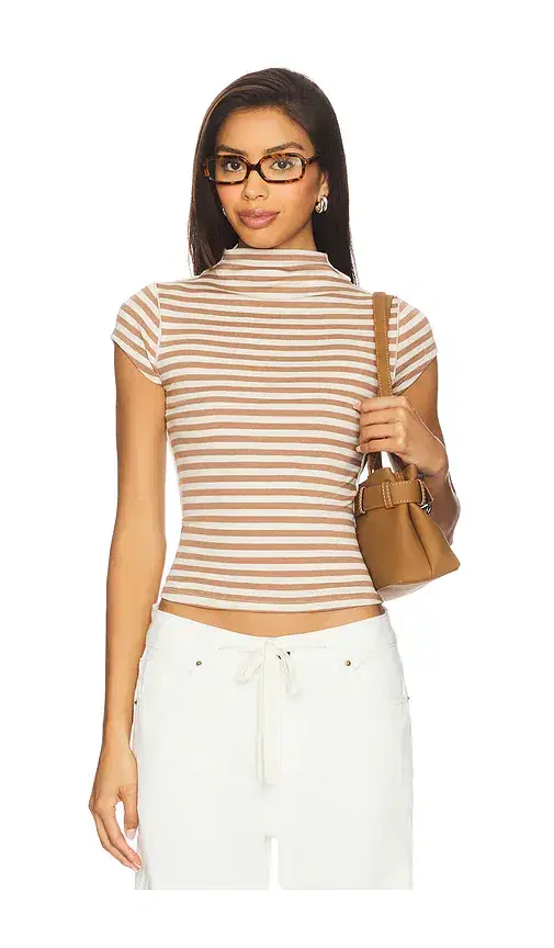 x We The Free Lola Tee Stripe In Otter Combo