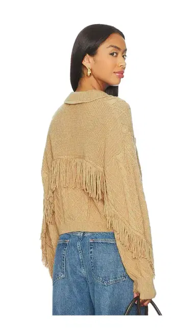 Central Park West Elyse Cabled Fringe Sweater Cardigan | Thumbnail 1