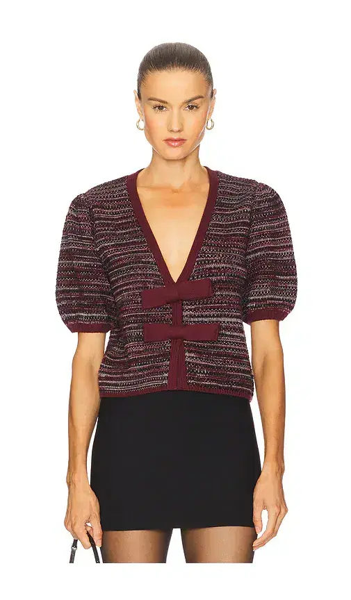 525 America Elaine Marled Bow Cardigan