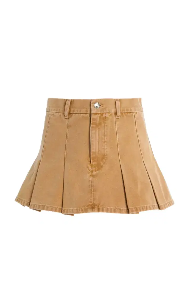 The Kenna Mid-Rise Pleated Washed-Canvas Mini Skirt