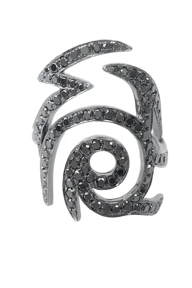 STEFERE Black Diamond Spiral Ring