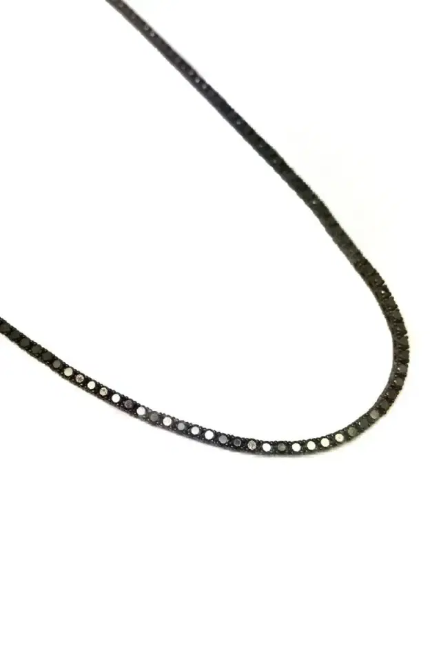 STEFERE Black Diamond Tennis Necklace