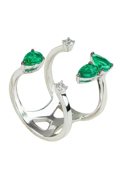 STEFERE Emerald Diamond Open Ring | Thumbnail 5