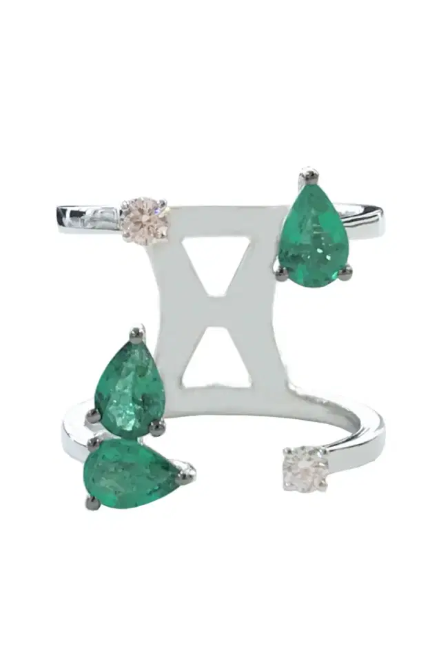 STEFERE Emerald Diamond Open Ring