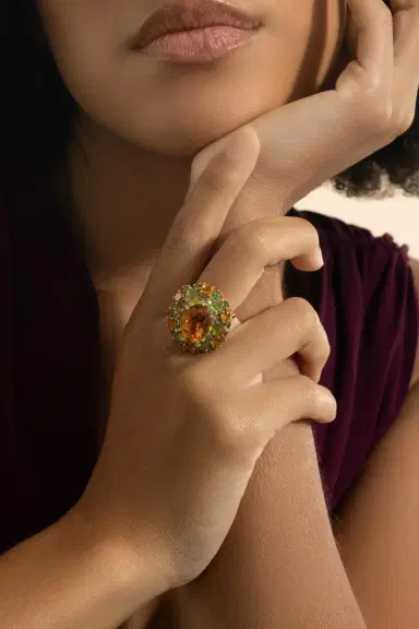 STEFERE Green Garnet Citrine Dome Ring | Thumbnail 2