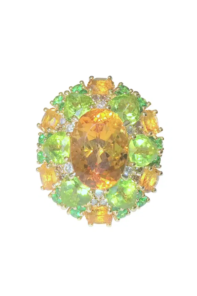 STEFERE Green Garnet Citrine Dome Ring