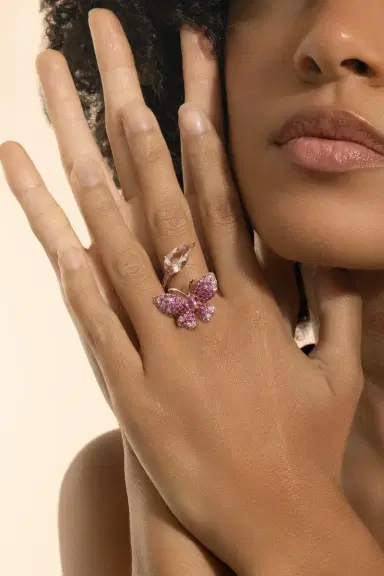 STEFERE Pink Sapphire Butterfly Open Ring | Thumbnail 2