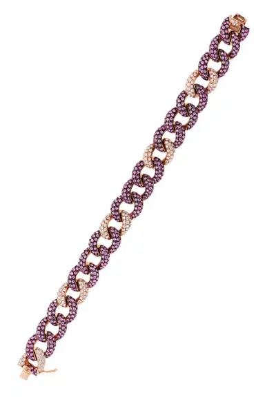 STEFERE Pink Sapphire Diamond Curb Chain Bracelet | Thumbnail 1