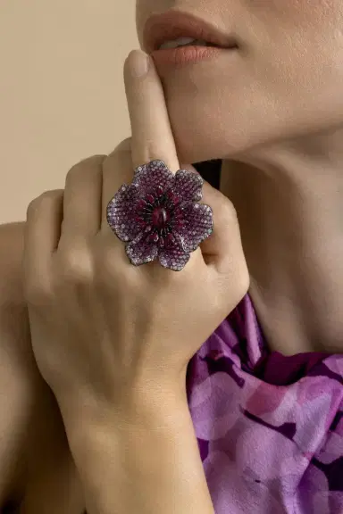 STEFERE Pink Sapphire Tourmaline Ruby Flower Ring | Thumbnail 2 STEFERE Pink Sapphire Tourmaline Ruby Flower Ring | Thumbnail 2