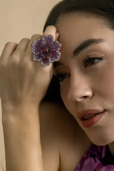 STEFERE Pink Sapphire Tourmaline Ruby Flower Ring | Thumbnail 3 STEFERE Pink Sapphire Tourmaline Ruby Flower Ring | Thumbnail 3