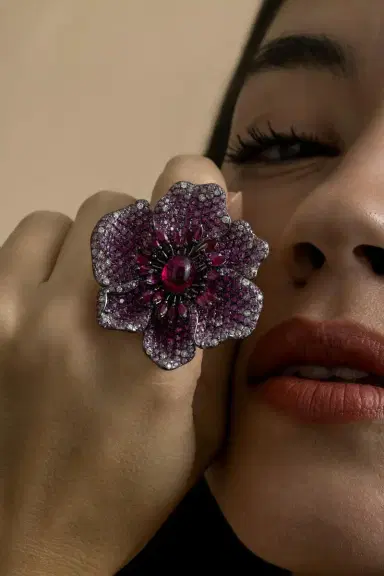 STEFERE Pink Sapphire Tourmaline Ruby Flower Ring | Thumbnail 4 STEFERE Pink Sapphire Tourmaline Ruby Flower Ring | Thumbnail 4
