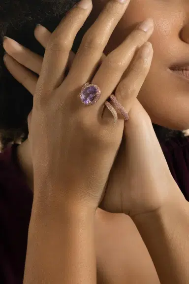 STEFERE Purple Sapphire Diamond Amethyst Spiral Ring | Thumbnail 2