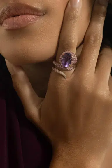 STEFERE Purple Sapphire Diamond Amethyst Spiral Ring | Thumbnail 4