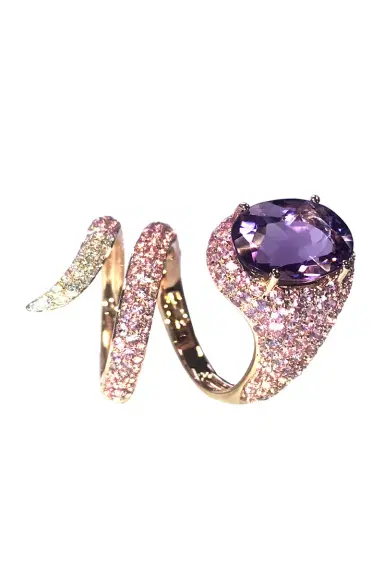 STEFERE Purple Sapphire Diamond Amethyst Spiral Ring | Thumbnail 1