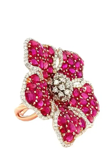 STEFERE Ruby Diamond Flower Ring | Thumbnail 1
