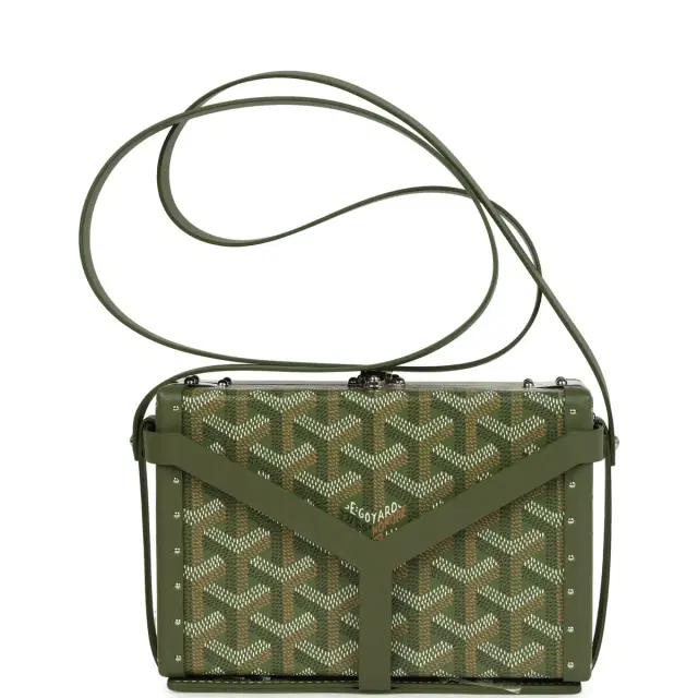 goyard Goyard Goyardine Canvas Khaki Minaudière Trunk Bag Palladium Hardware
