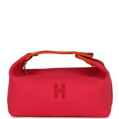 HERMÈS Hermes Bride A Brac Carre Case PM Hibiscus Canvas Palladium Hardware | Thumbnail 1 HERMÈS Hermes Bride A Brac Carre Case PM Hibiscus Canvas Palladium Hardware | Thumbnail 1