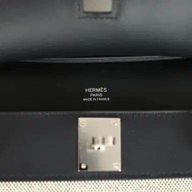 HERMÈS Hermes Mini Jypsiere Black and Ecru Toile H Black Swift Palladium Hardware | Thumbnail 8 HERMÈS Hermes Mini Jypsiere Black and Ecru Toile H Black Swift Palladium Hardware | Thumbnail 8