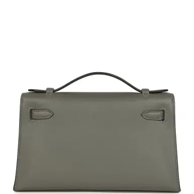 HERMÈS Pre-owned Hermes Kelly Pochette Gris Meyer Swift Paladium Hardware | Thumbnail 4 HERMÈS Pre-owned Hermes Kelly Pochette Gris Meyer Swift Paladium Hardware | Thumbnail 4