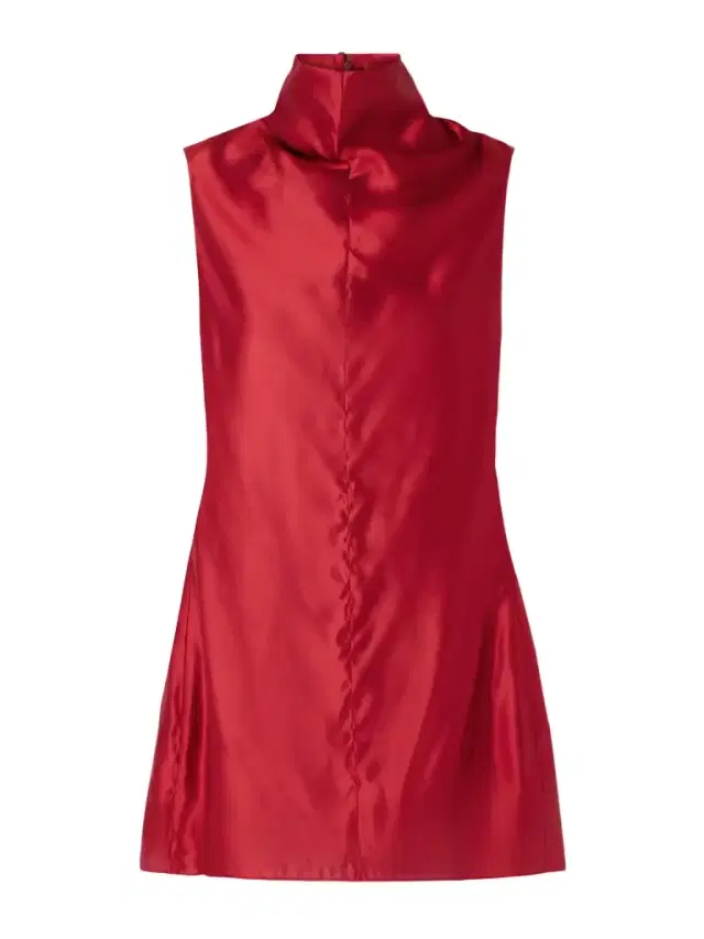 Daria Satin-crepe Turtleneck Mini Dress
