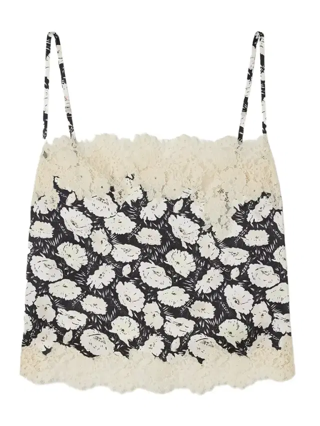 Loure Lace-trimmed Floral-print Silk-satin Camisole