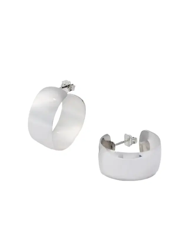 Loren Stewart Midi Dome Sterling Silver Hoop Earrings
