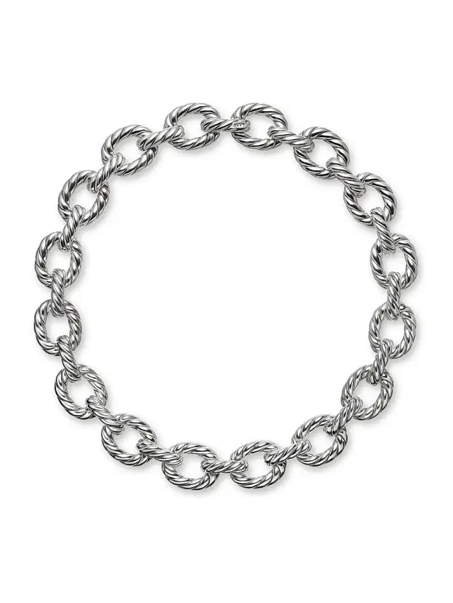 Women's Sculpted Cable Oval Link Sterling Silver Necklace - Silver Women's Sculpted Cable Oval Link Sterling Silver Necklace - Silver