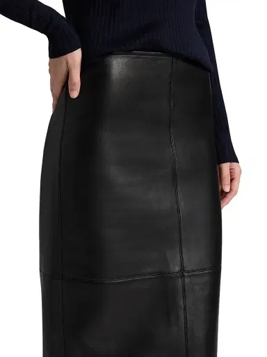 A.L.C. Women's Marta Straight Leather Midi-Skirt - Black - Size 14 | Thumbnail 6