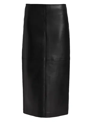 A.L.C. Women's Marta Straight Leather Midi-Skirt - Black - Size 14 | Thumbnail 1