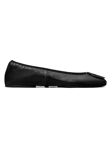 Tory Burch Women's Reva Logo Travel Ballet Flats - Perfect Black - Size 5.5 | Thumbnail 1 Tory Burch Women's Reva Logo Travel Ballet Flats - Perfect Black - Size 5.5 | Thumbnail 1