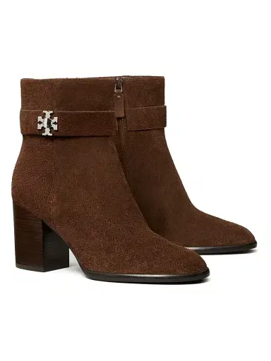 Tory Burch Women's Turnlock 75MM Suede Ankle Boots - Dark Cocoa | Thumbnail 2 Tory Burch Women's Turnlock 75MM Suede Ankle Boots - Dark Cocoa | Thumbnail 2