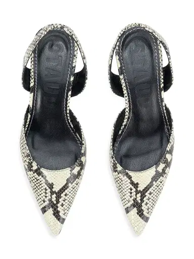 Staud Women's Sebastian Snake-Embossed Leather Slingback Pumps | Thumbnail 4