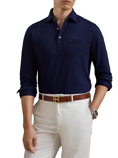 Ralph Lauren Purple Label Men's Cotton-Cashmere Piqué Polo Shirt - Classic Chairman Navy - Size XS | Thumbnail 3