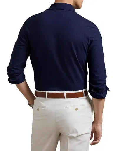 Ralph Lauren Purple Label Men's Cotton-Cashmere Piqué Polo Shirt - Classic Chairman Navy - Size XS | Thumbnail 4