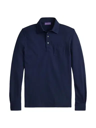 Ralph Lauren Purple Label Men's Cotton-Cashmere Piqué Polo Shirt - Classic Chairman Navy - Size XS | Thumbnail 1