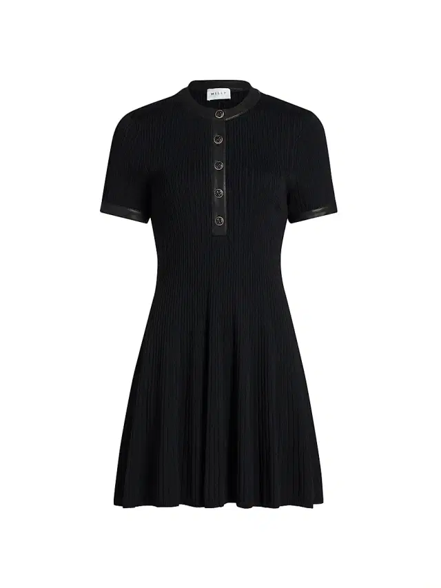 Milly Women's Faux Leather-Trim Henley Minidress - Black