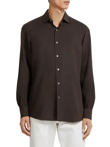 Zegna Men's Cashco Shirt - Dark Brown - Size XXL | Thumbnail 2