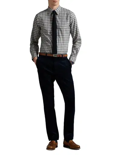 Polo Ralph Lauren Men's Plaid Cotton Long-Sleeve Shirt - Grey Navy Heather Multi | Thumbnail 2 Polo Ralph Lauren Men's Plaid Cotton Long-Sleeve Shirt - Grey Navy Heather Multi | Thumbnail 2