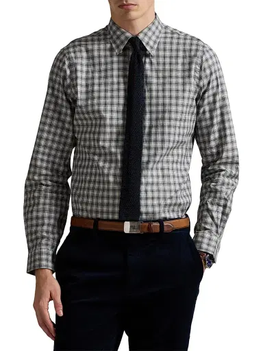 Polo Ralph Lauren Men's Plaid Cotton Long-Sleeve Shirt - Grey Navy Heather Multi | Thumbnail 3 Polo Ralph Lauren Men's Plaid Cotton Long-Sleeve Shirt - Grey Navy Heather Multi | Thumbnail 3