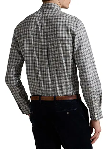 Polo Ralph Lauren Men's Plaid Cotton Long-Sleeve Shirt - Grey Navy Heather Multi | Thumbnail 4 Polo Ralph Lauren Men's Plaid Cotton Long-Sleeve Shirt - Grey Navy Heather Multi | Thumbnail 4