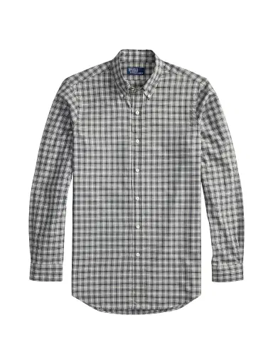 Polo Ralph Lauren Men's Plaid Cotton Long-Sleeve Shirt - Grey Navy Heather Multi | Thumbnail 1 Polo Ralph Lauren Men's Plaid Cotton Long-Sleeve Shirt - Grey Navy Heather Multi | Thumbnail 1