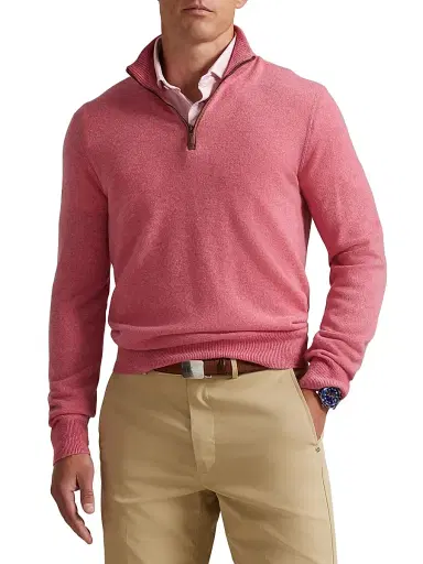 RLX Ralph Lauren Men's Cashmere Mock-Turtleneck Sweater - Strawberry Gelato Heather | Thumbnail 3