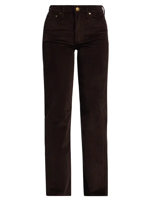 rag & bone Women's Harlow Corduroy Straight-Leg Pants - Dark Brown