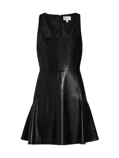 Milly Women's Faux-Leather A-Line Minidress - Black | Thumbnail 1 Milly Women's Faux-Leather A-Line Minidress - Black | Thumbnail 1