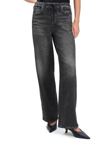 rag & bone Women's rb Miramar Terry Wide-Leg Pants - Washed Black | Thumbnail 3