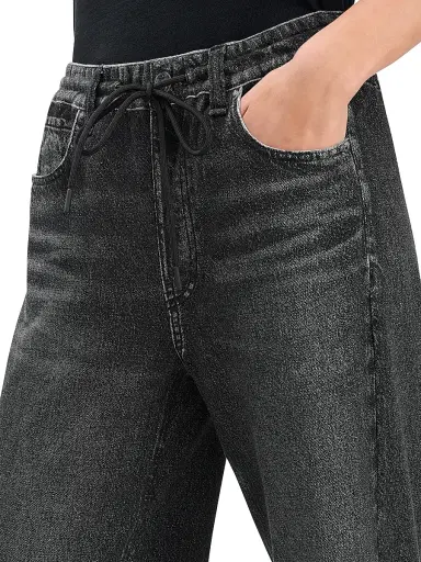 rag & bone Women's rb Miramar Terry Wide-Leg Pants - Washed Black | Thumbnail 5