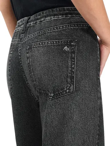 rag & bone Women's rb Miramar Terry Wide-Leg Pants - Washed Black | Thumbnail 6