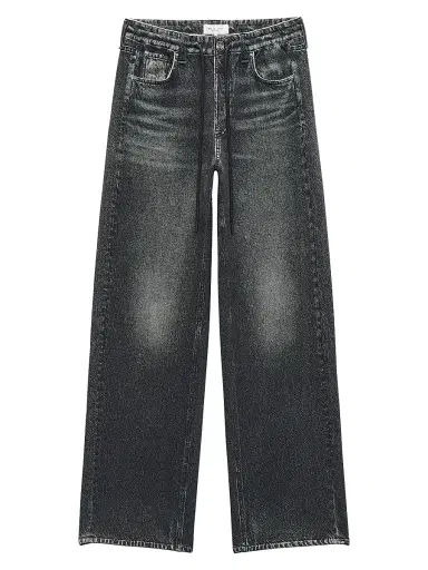 rag & bone Women's rb Miramar Terry Wide-Leg Pants - Washed Black | Thumbnail 1